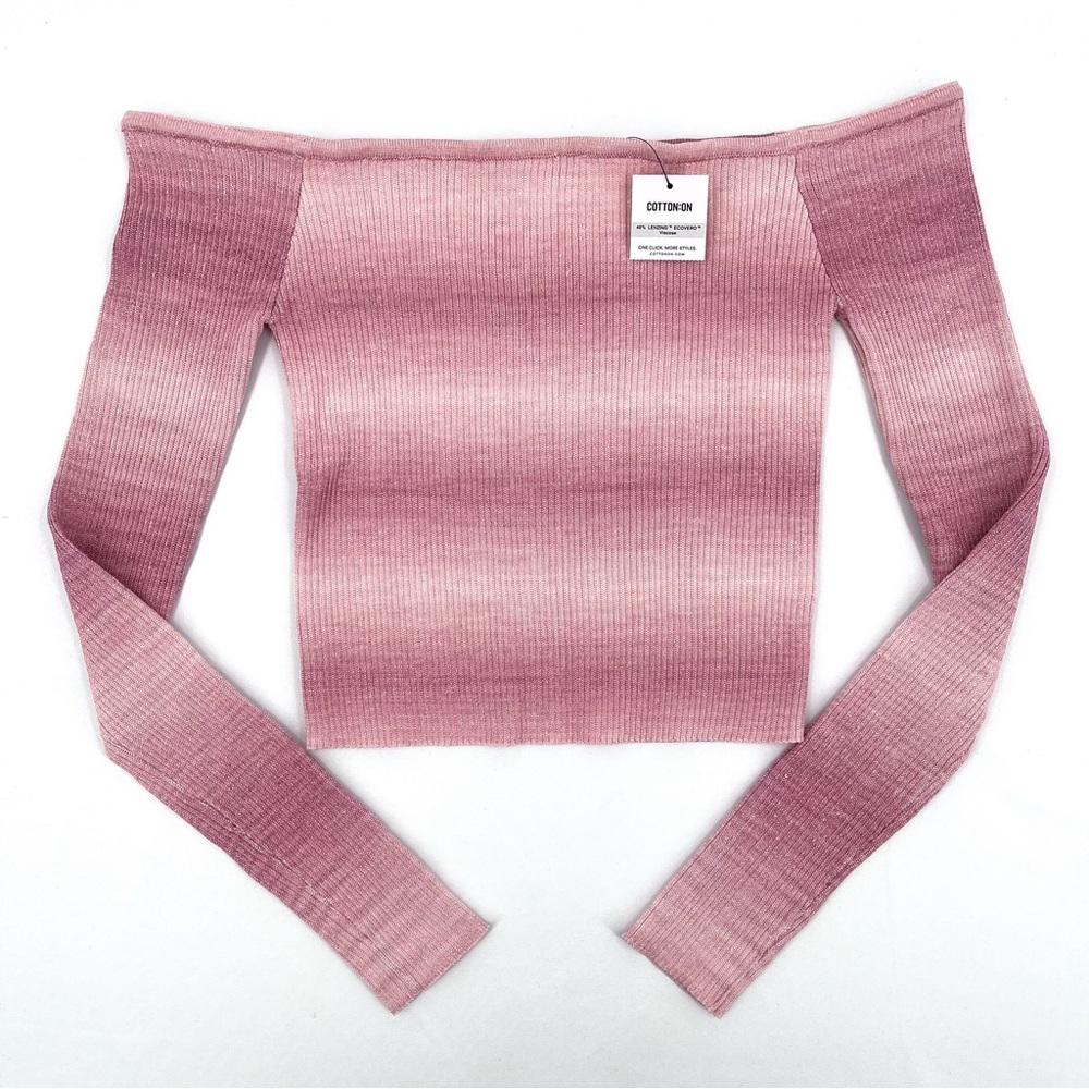 Cotton On Pink Off the Shoulder Long Sleeve Knit Top Size M